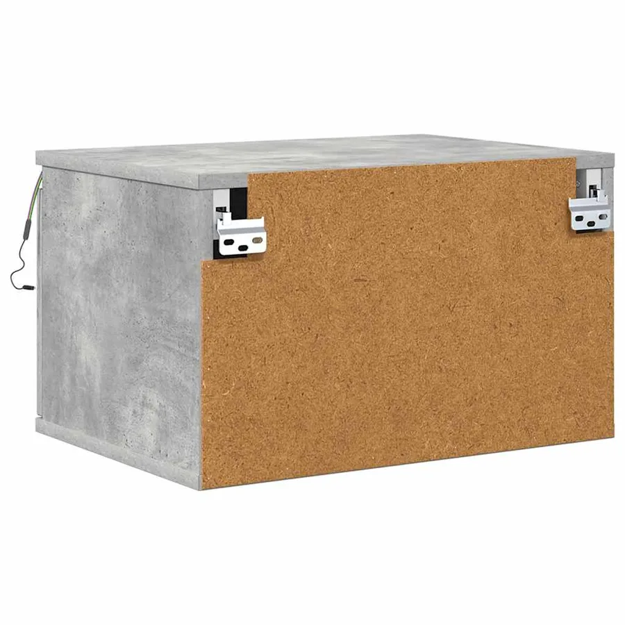 Tables de chevet murales avec lumières LED 2 pcs gris béton - 11