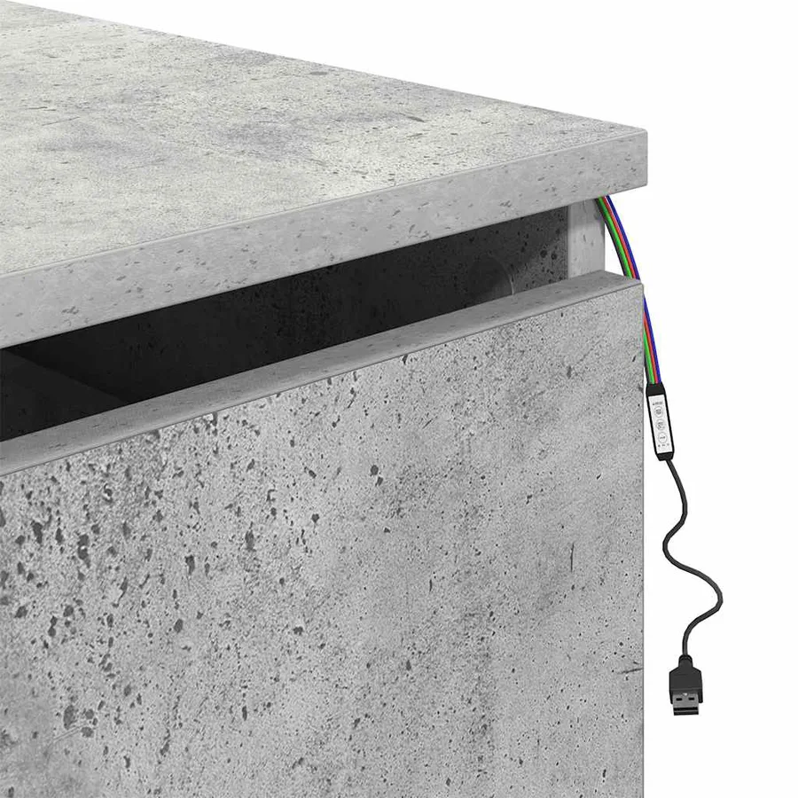 Tables de chevet murales avec lumières LED 2 pcs gris béton - 12