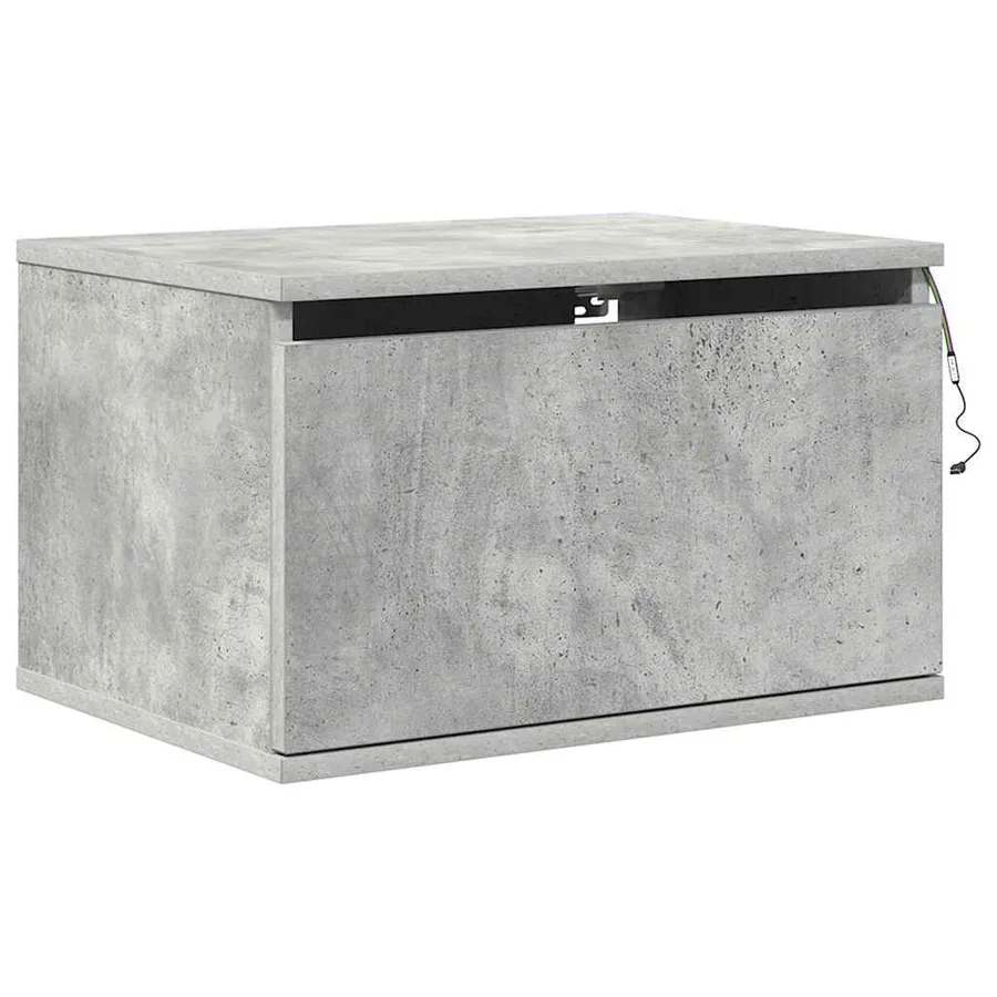Tables de chevet murales avec lumières LED 2 pcs gris béton - 7