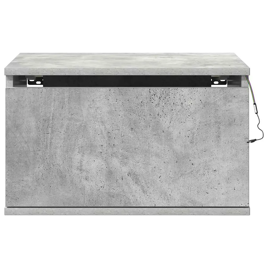 Tables de chevet murales avec lumières LED 2 pcs gris béton - 9