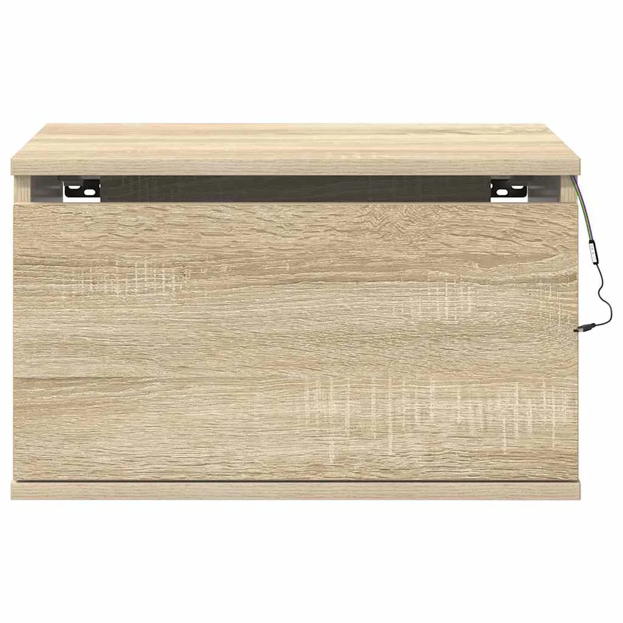Tables de chevet murales avec lumières LED 2 pcs chêne sonoma - 9