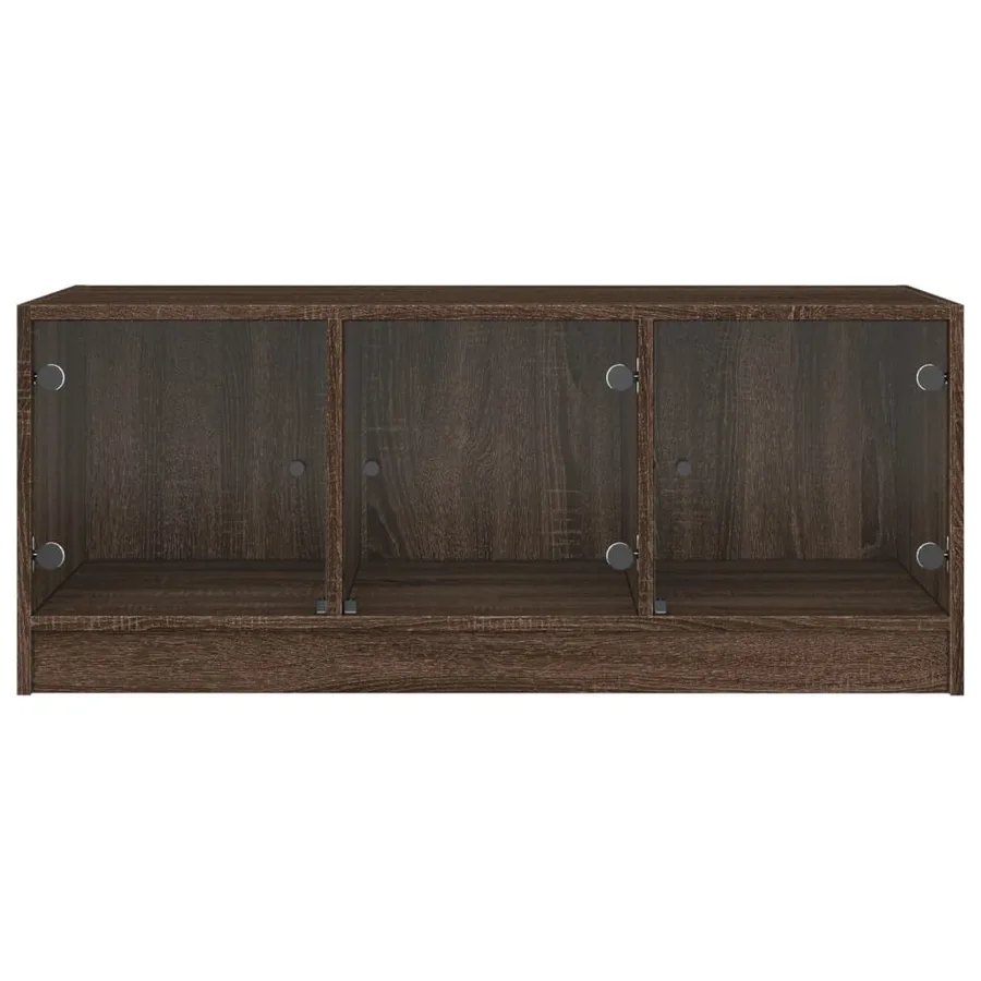 Table basse avec portes en verre chêne marron 102x50x42 cm - 6