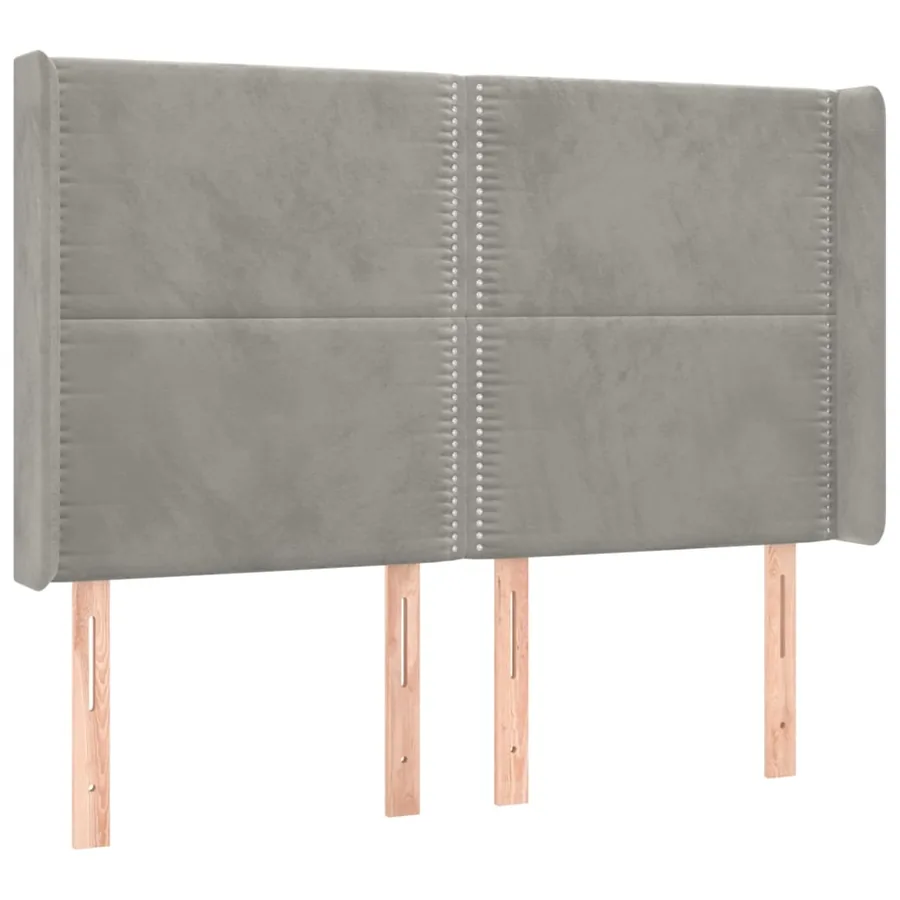 Tête de lit avec oreilles Gris clair 147x16x118/128 cm Velours - 2