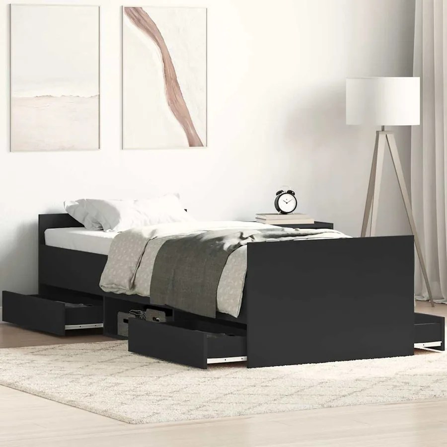 Cadre de lit sans matelas noir 90x190 cm