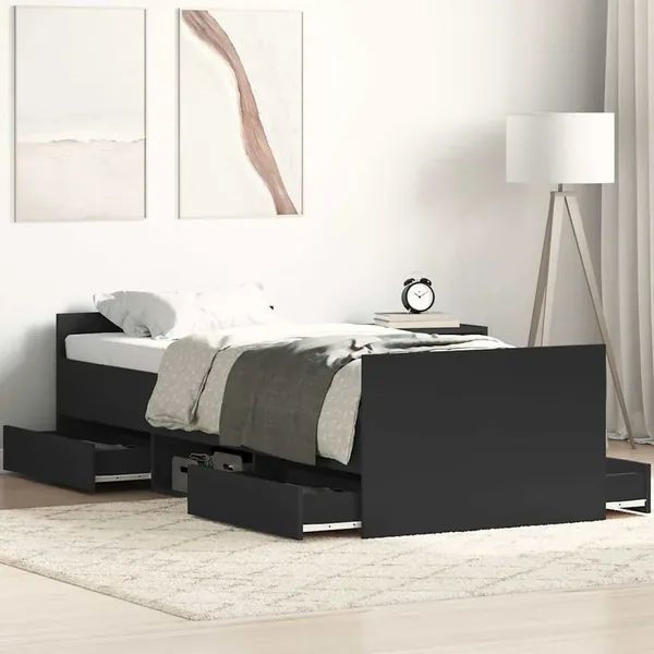 Cadre de lit sans matelas noir 90x190 cm