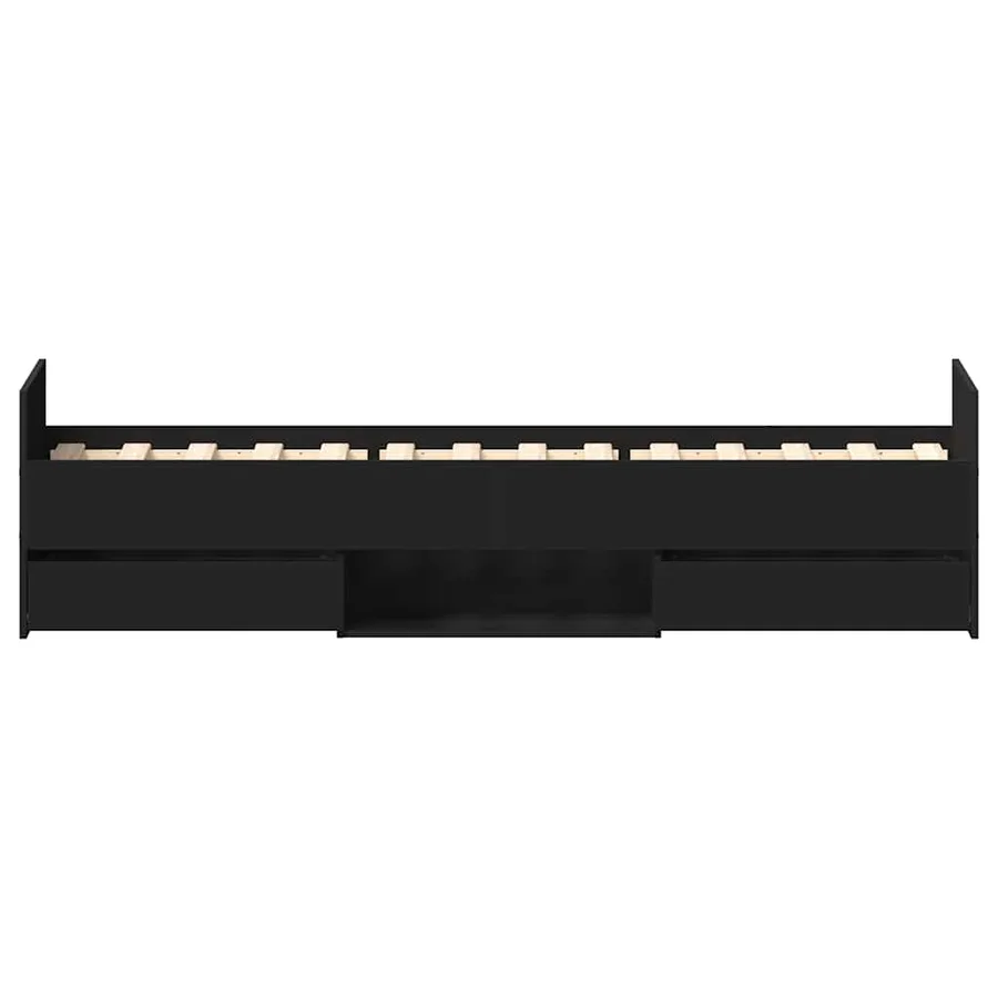 Cadre de lit sans matelas noir 90x190 cm - 7