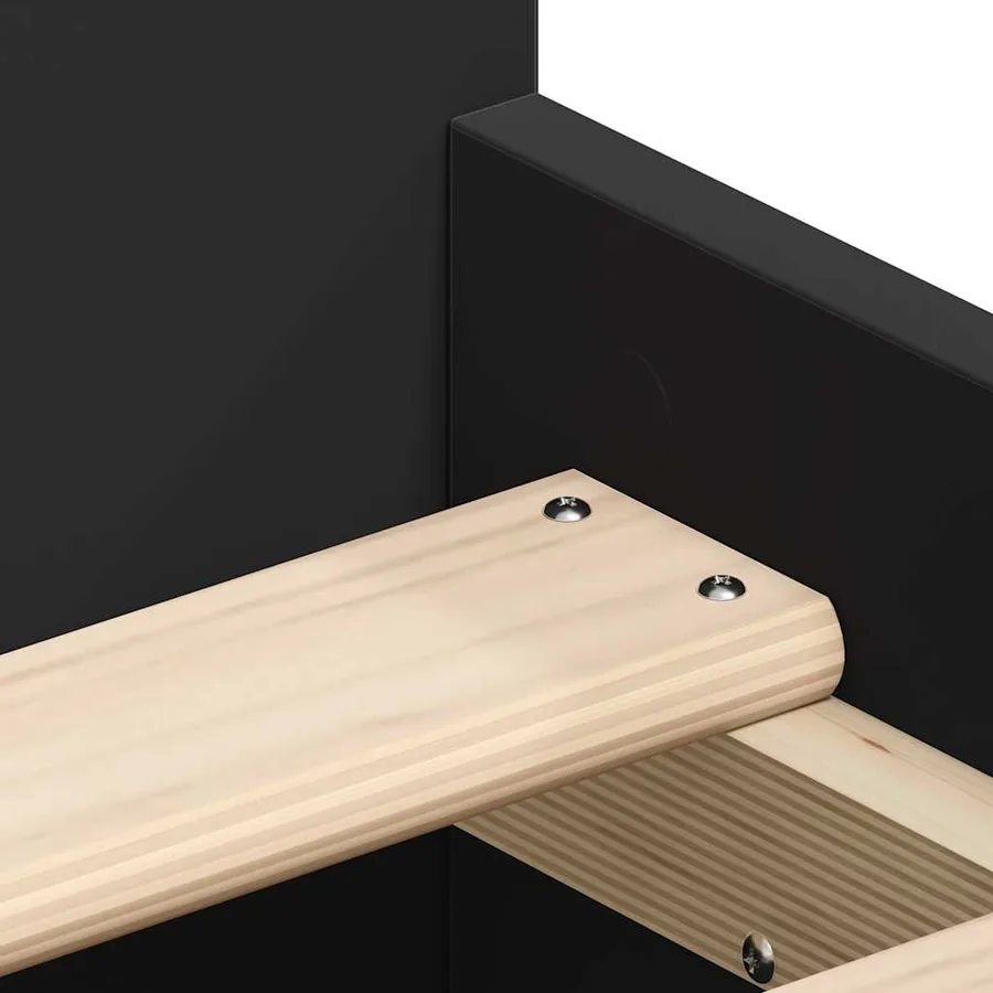 Cadre de lit sans matelas noir 90x190 cm - 9