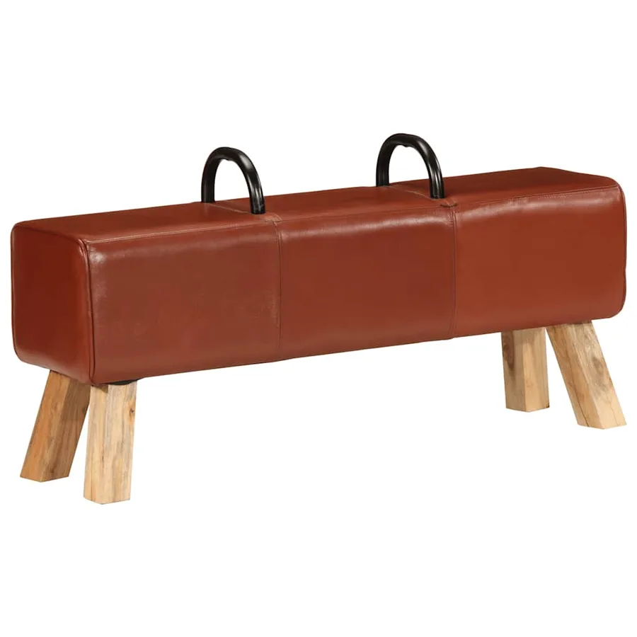 Banc de gymnastique marron 110 cm cuir véritable - 2