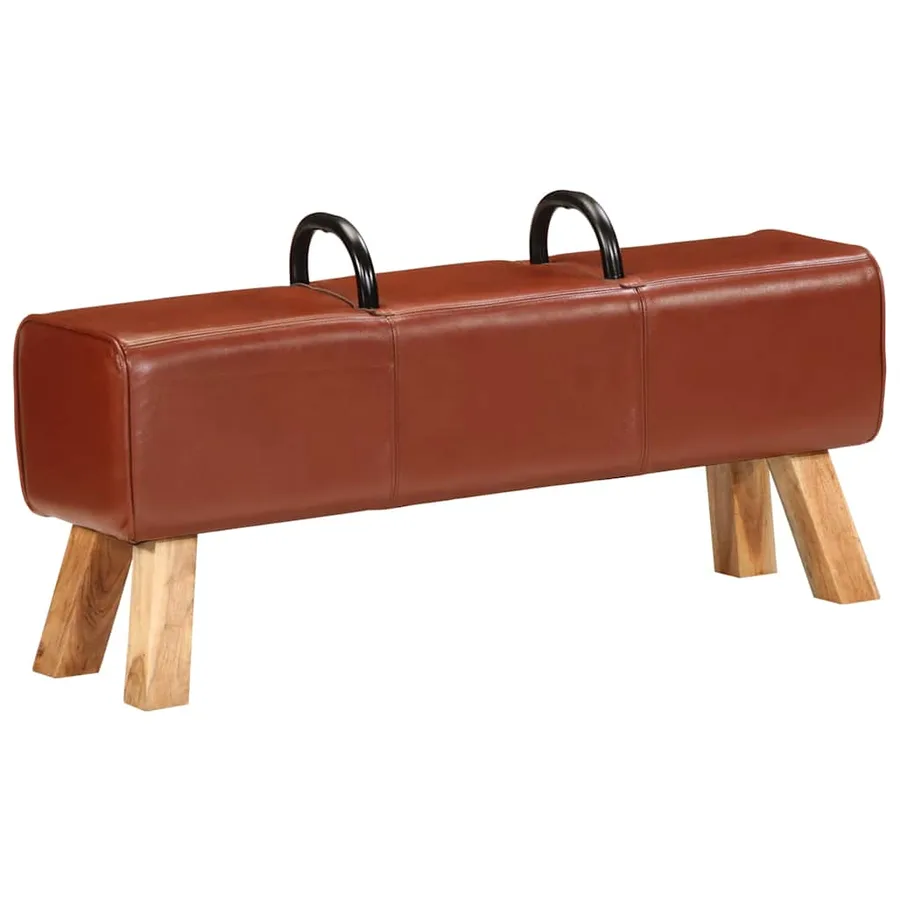 Banc de gymnastique marron 110 cm cuir véritable - 3