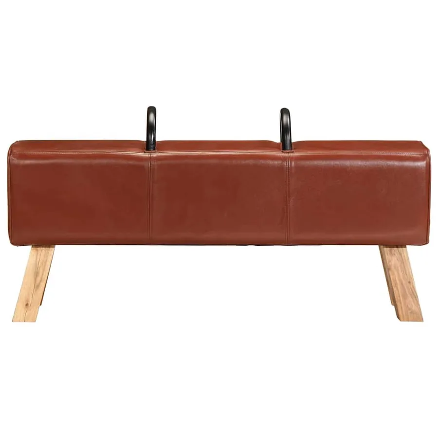 Banc de gymnastique marron 110 cm cuir véritable - 4