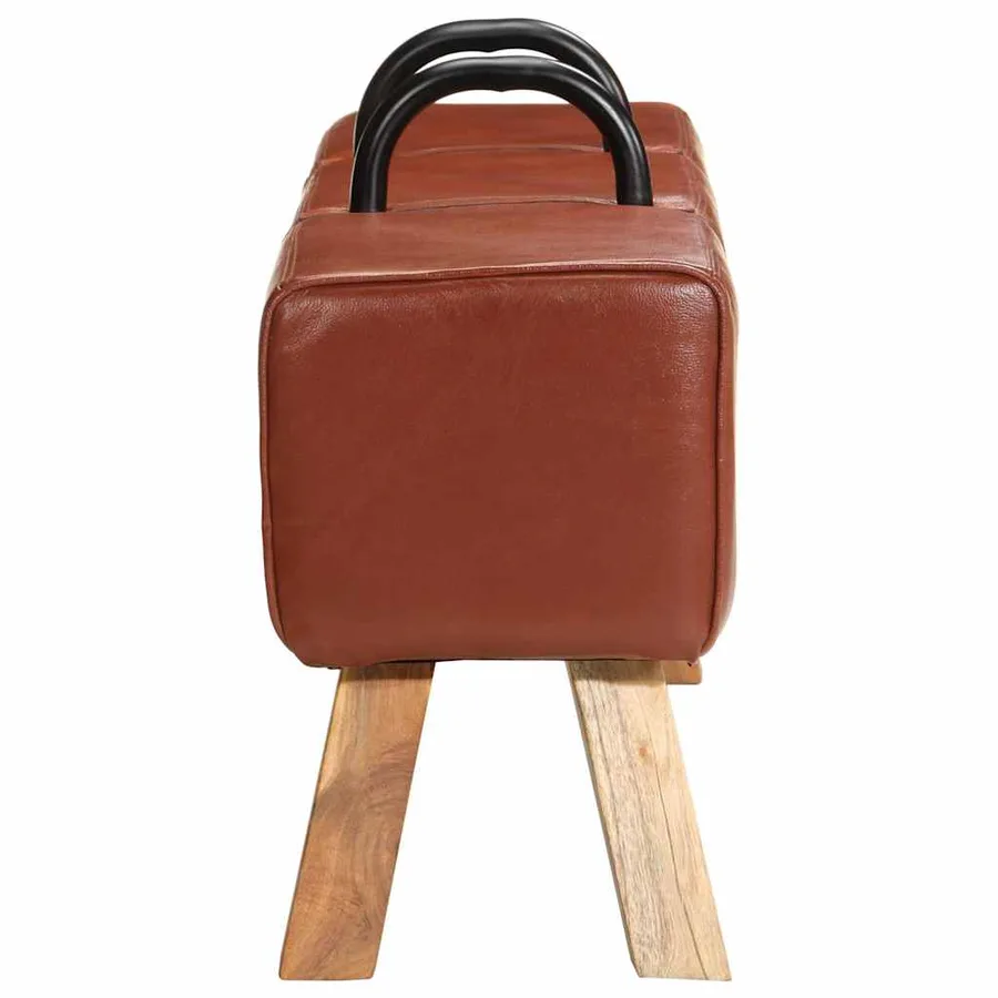 Banc de gymnastique marron 110 cm cuir véritable - 5