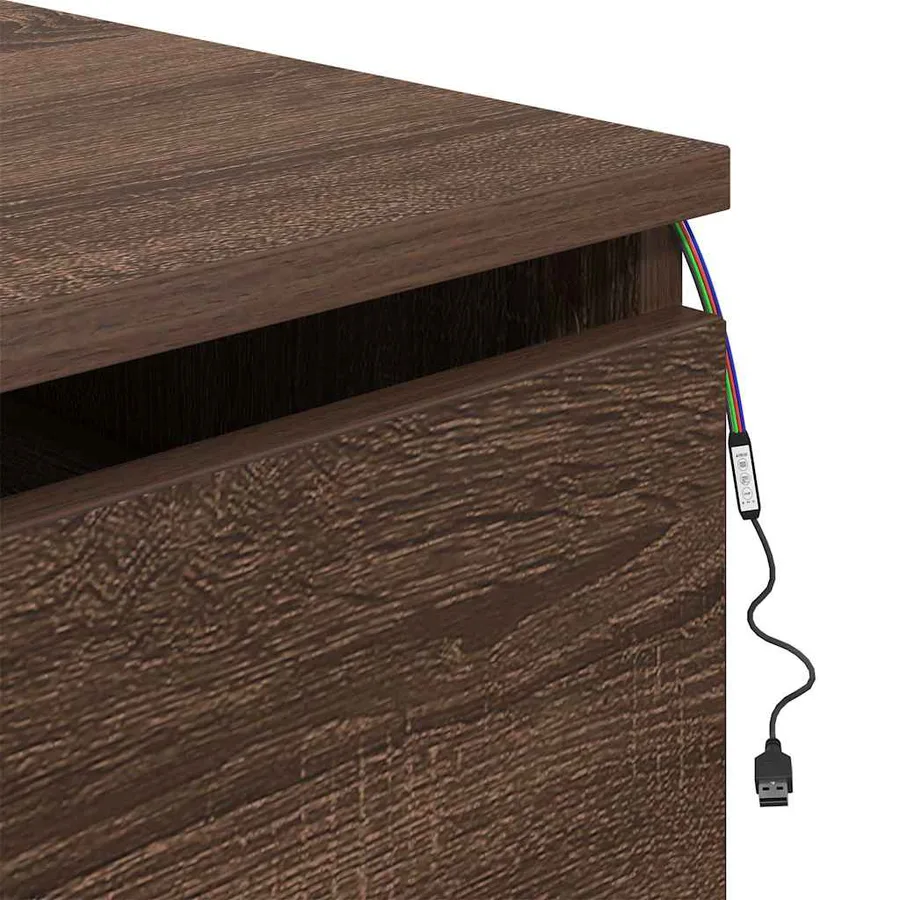 Table de chevet murale avec lumières LED chêne marron - 10