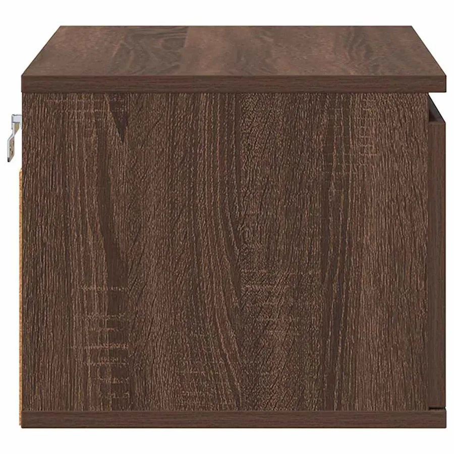 Table de chevet murale avec lumières LED chêne marron - 8