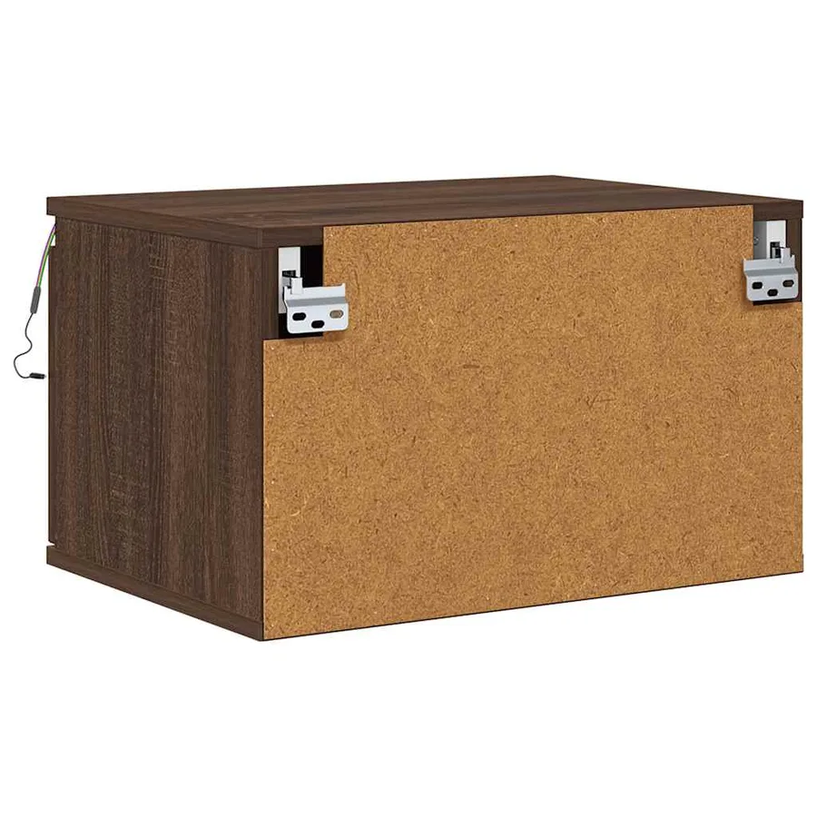 Table de chevet murale avec lumières LED chêne marron - 9