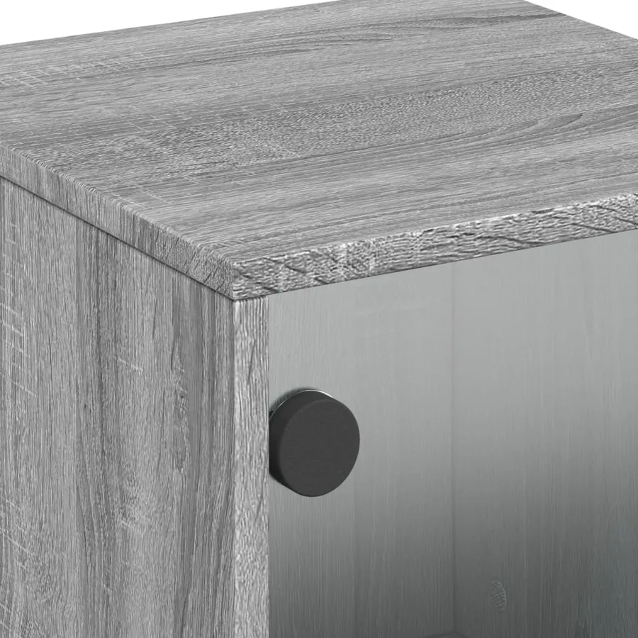 Tables de chevet et portes vitrées 2 pcs sonoma gris 35x37x50cm - 10