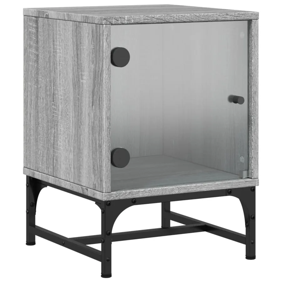 Tables de chevet et portes vitrées 2 pcs sonoma gris 35x37x50cm - 4