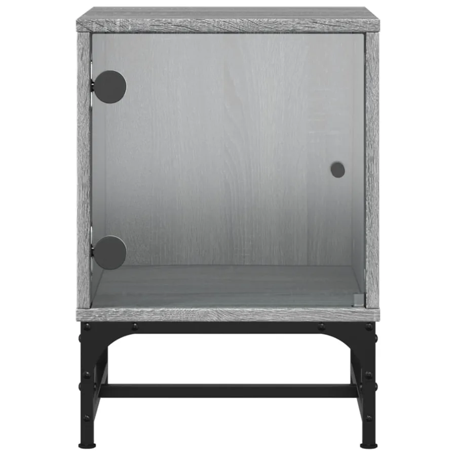 Tables de chevet et portes vitrées 2 pcs sonoma gris 35x37x50cm - 7