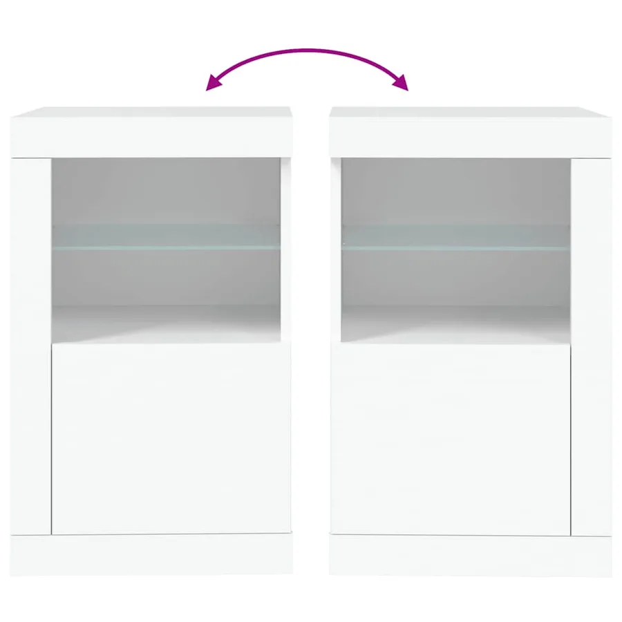Armoire latérale avec éclairage LED blanc bois d'ingénierie - 10