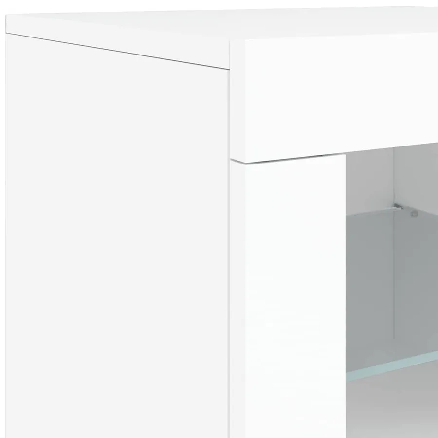 Armoire latérale avec éclairage LED blanc bois d'ingénierie - 11