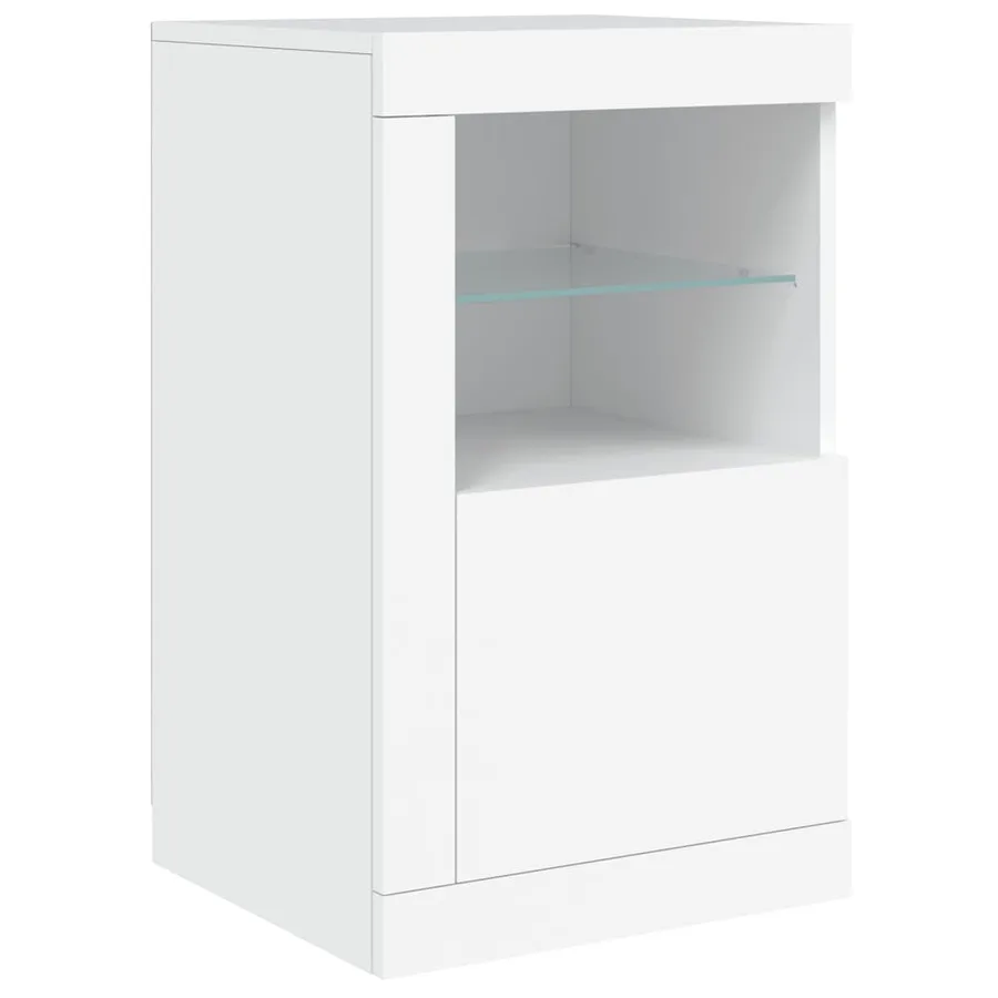 Armoire latérale avec éclairage LED blanc bois d'ingénierie - 2