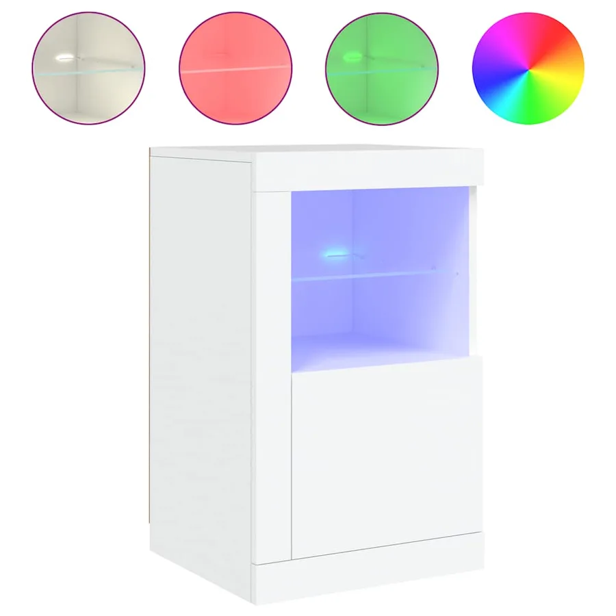 Armoire latérale avec éclairage LED blanc bois d'ingénierie - 5