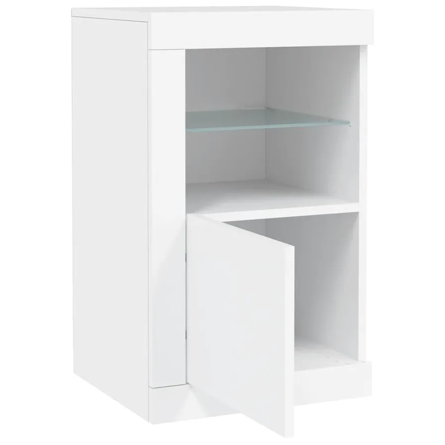 Armoire latérale avec éclairage LED blanc bois d'ingénierie - 6