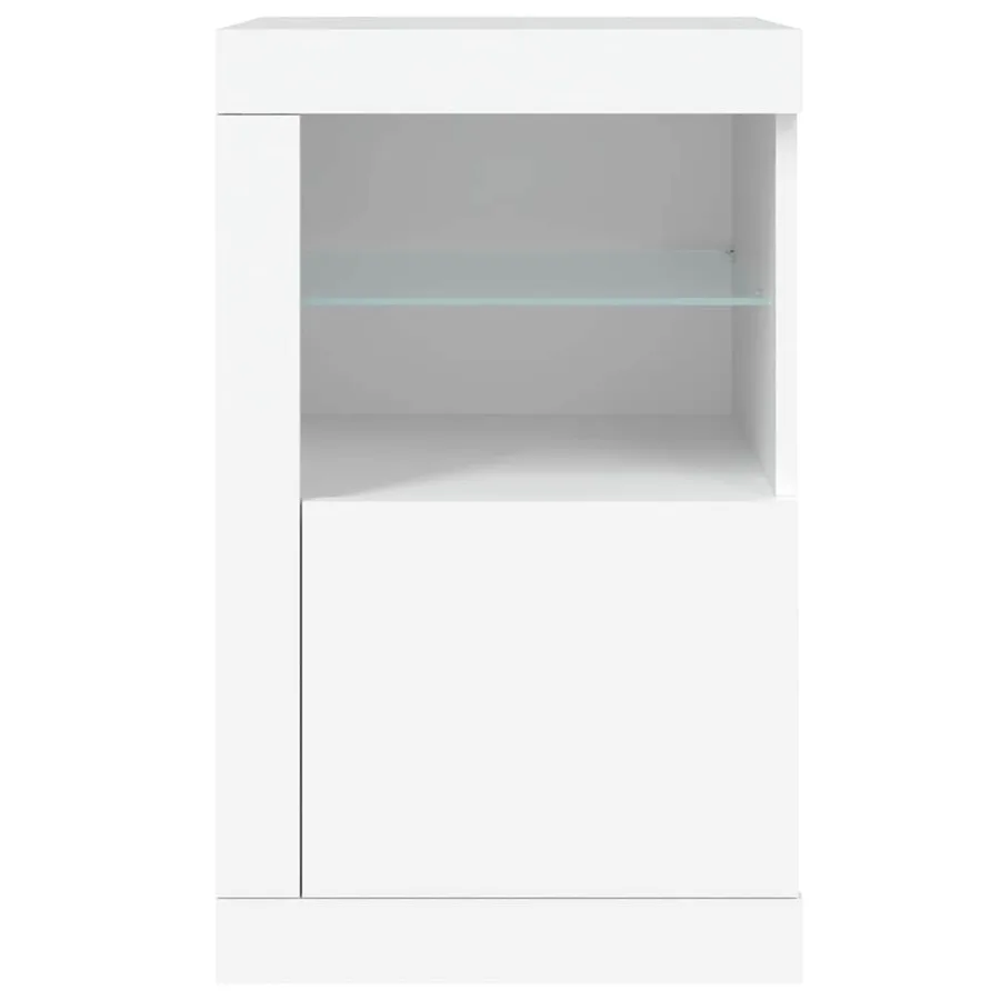 Armoire latérale avec éclairage LED blanc bois d'ingénierie - 7