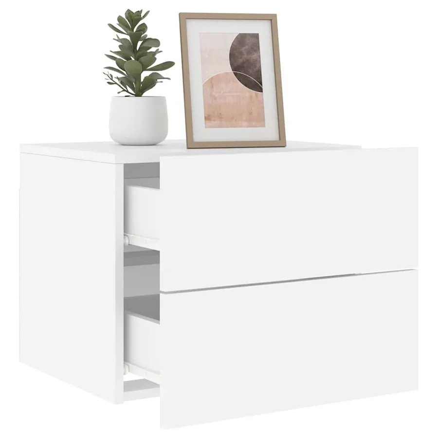 Table de chevet murale avec lumières LED blanc - 5