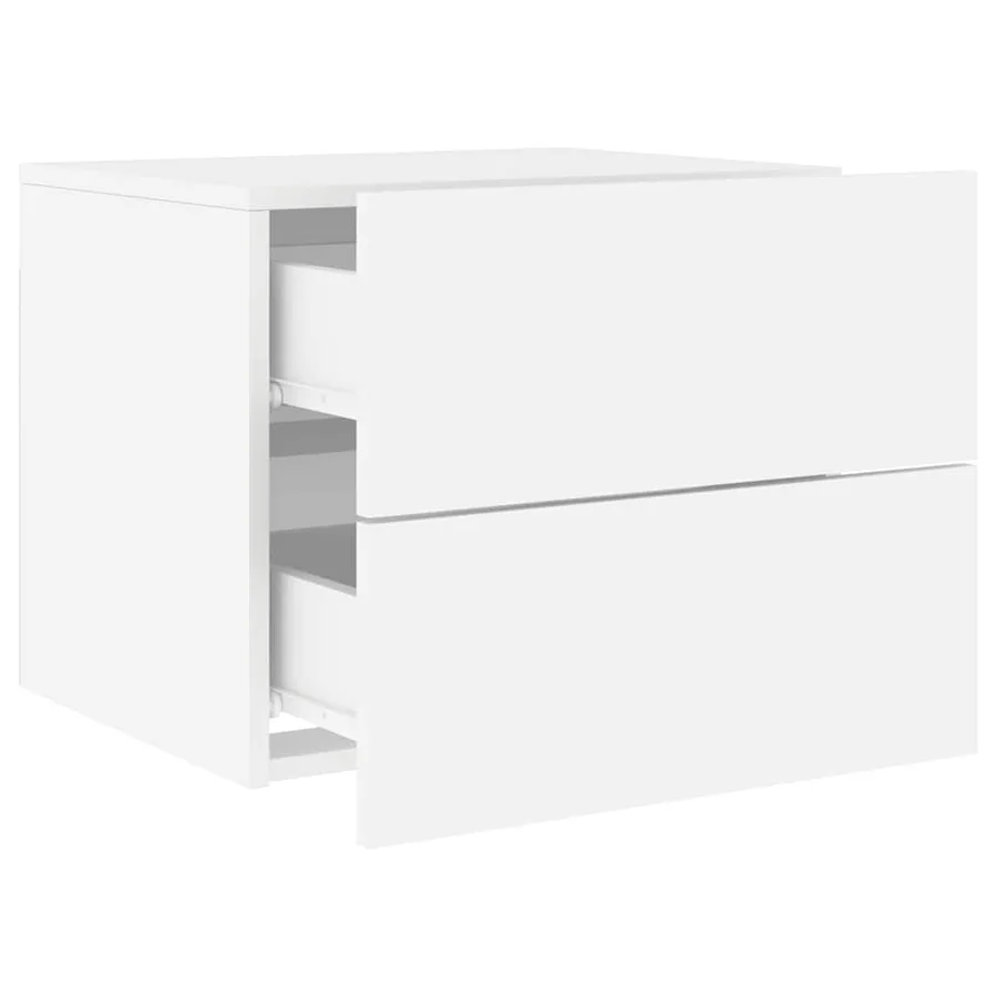 Table de chevet murale avec lumières LED blanc - 6