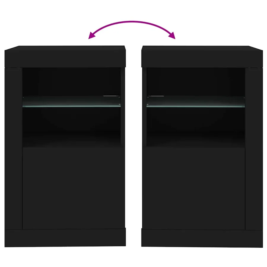 Armoire latérale avec lumières LED noir bois d'ingénierie - 10
