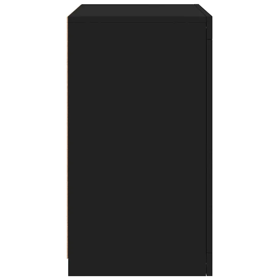 Armoire latérale avec lumières LED noir bois d'ingénierie - 8