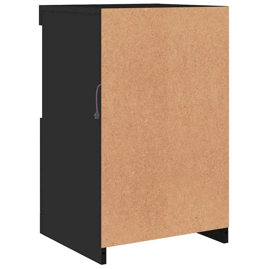 Armoire latérale avec lumières LED noir bois d'ingénierie - 9
