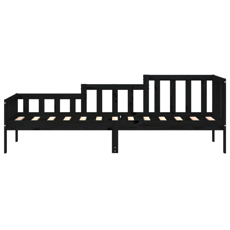 Lit de jour sans matelas noir 90x190 cm bois de pin massif - 4