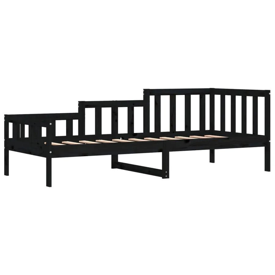 Lit de jour sans matelas noir 90x190 cm bois de pin massif - 5