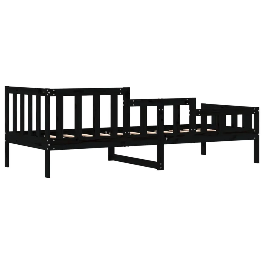 Lit de jour sans matelas noir 90x190 cm bois de pin massif - 7