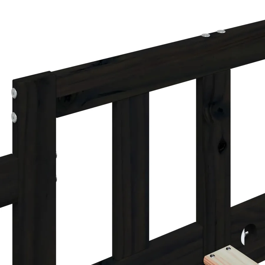 Lit de jour sans matelas noir 90x190 cm bois de pin massif - 9