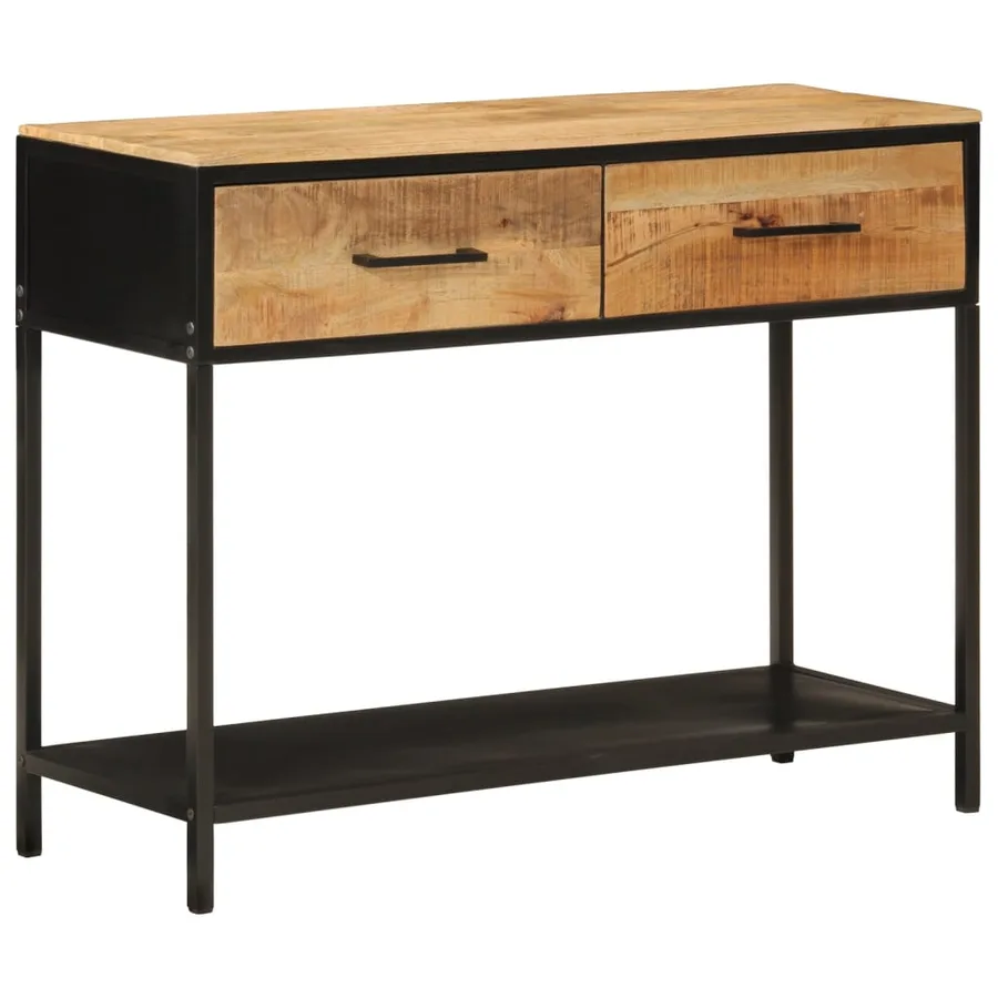 Table console 100x35x76 cm bois massif de manguier et fer - 11
