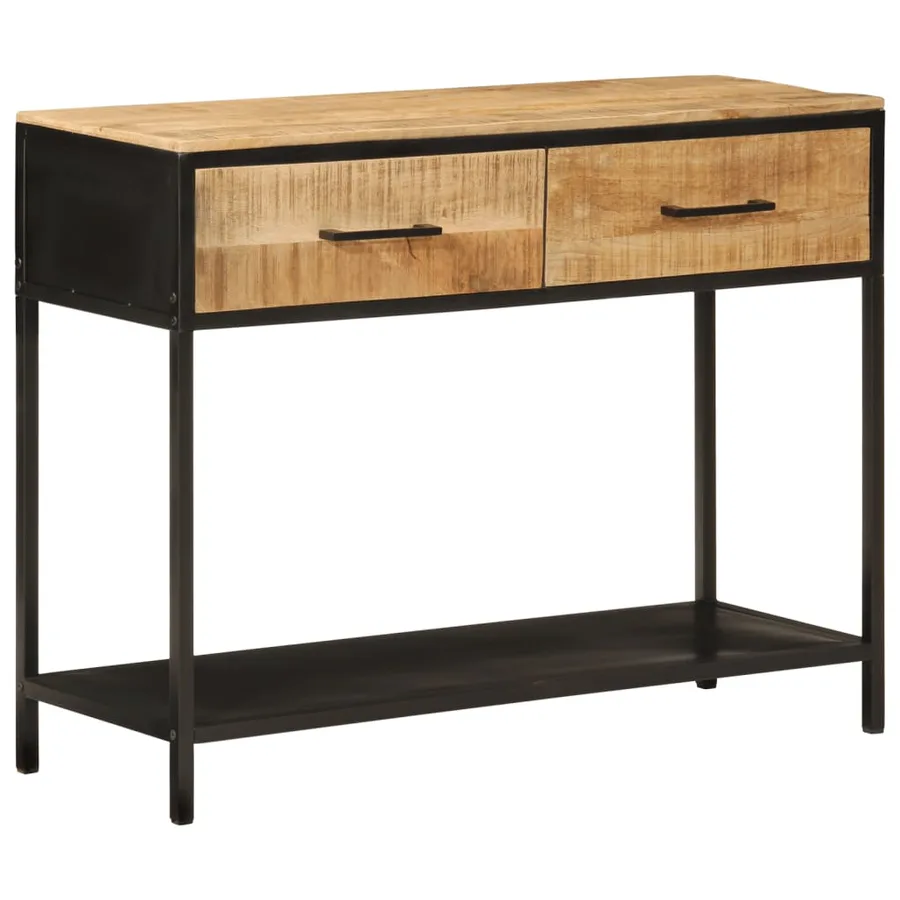 Table console 100x35x76 cm bois massif de manguier et fer - 12