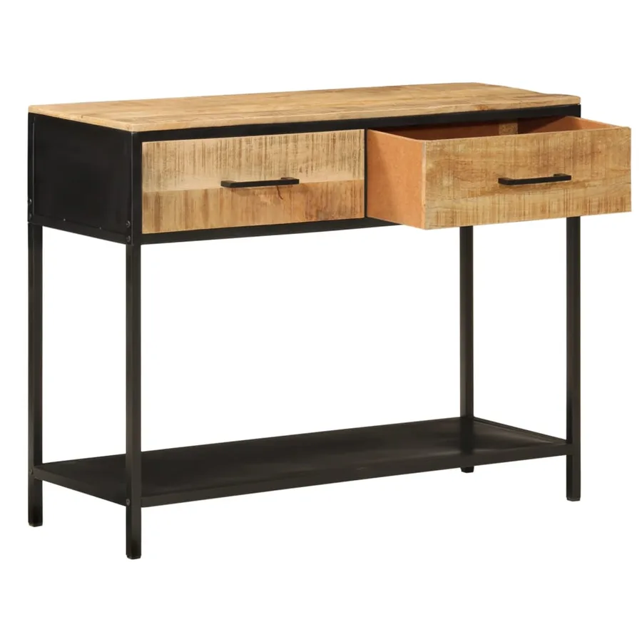 Table console 100x35x76 cm bois massif de manguier et fer - 2