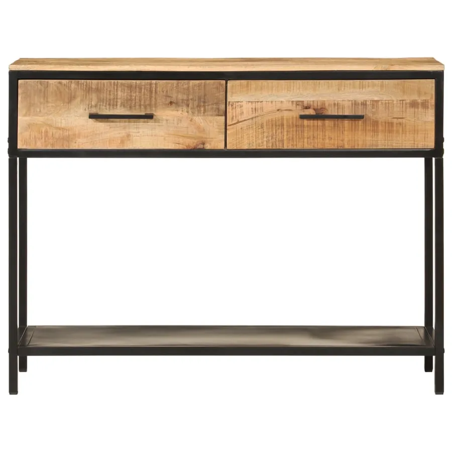 Table console 100x35x76 cm bois massif de manguier et fer - 3