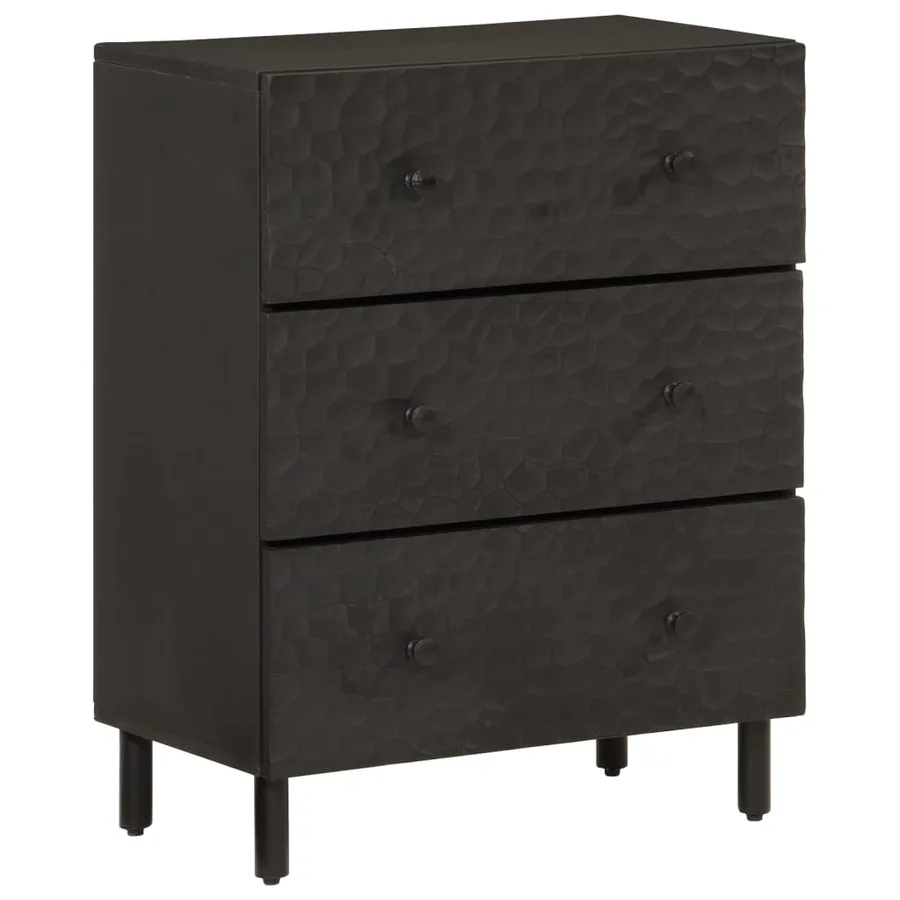 Armoire latérale noir 60x33x75 cm bois massif de manguier - 2