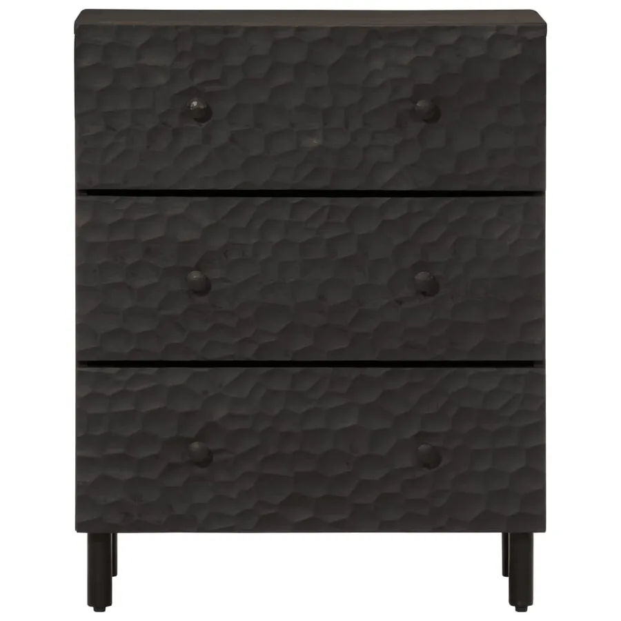 Armoire latérale noir 60x33x75 cm bois massif de manguier - 5