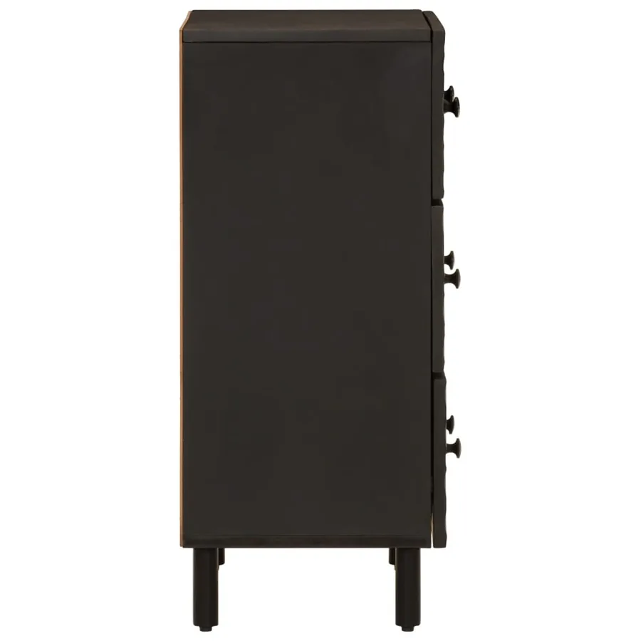 Armoire latérale noir 60x33x75 cm bois massif de manguier - 6