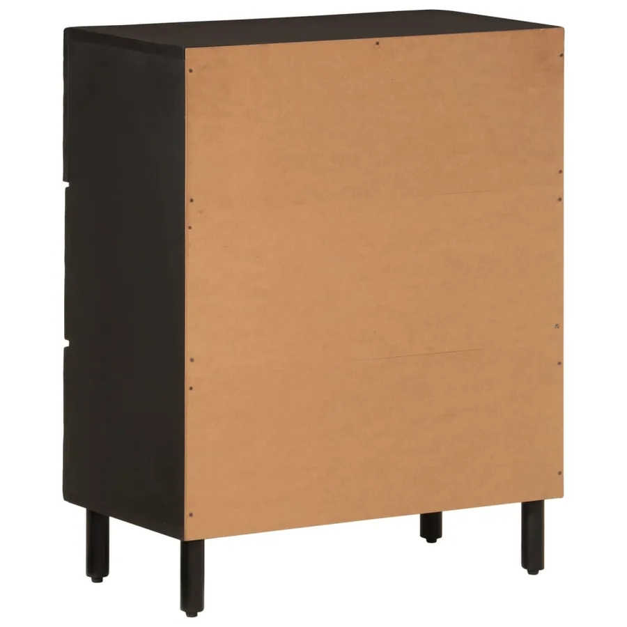 Armoire latérale noir 60x33x75 cm bois massif de manguier - 7