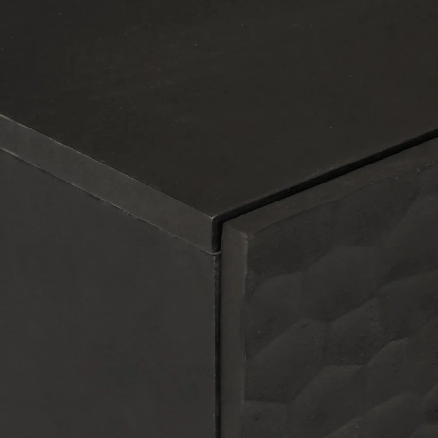 Armoire latérale noir 60x33x75 cm bois massif de manguier - 8