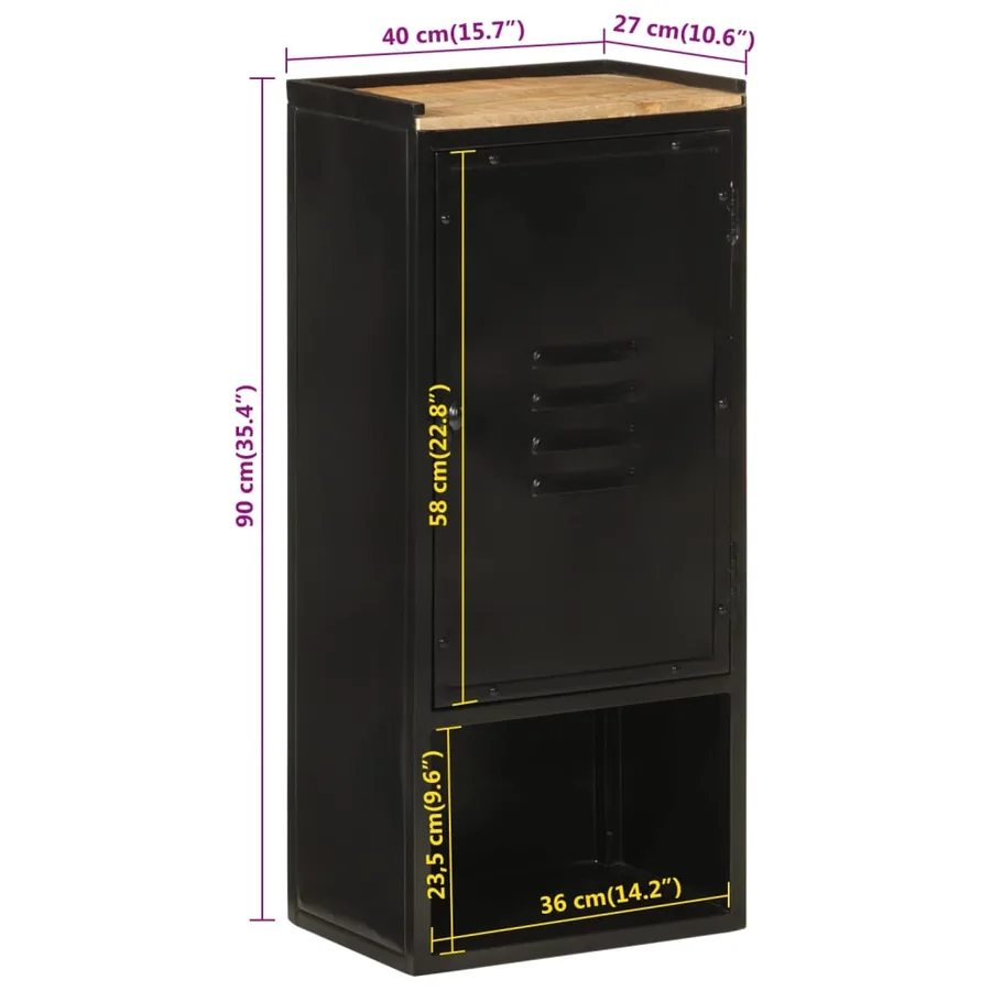 Armoire de salle de bain 40x27x90 cm fer et bois de manguier - 10