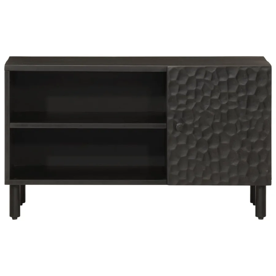Meuble TV noir 80x31x46 cm bois massif de manguier - 3