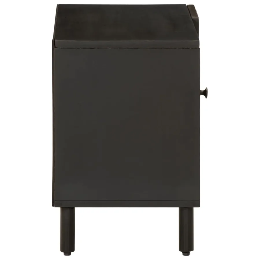 Meuble TV noir 80x31x46 cm bois massif de manguier - 4