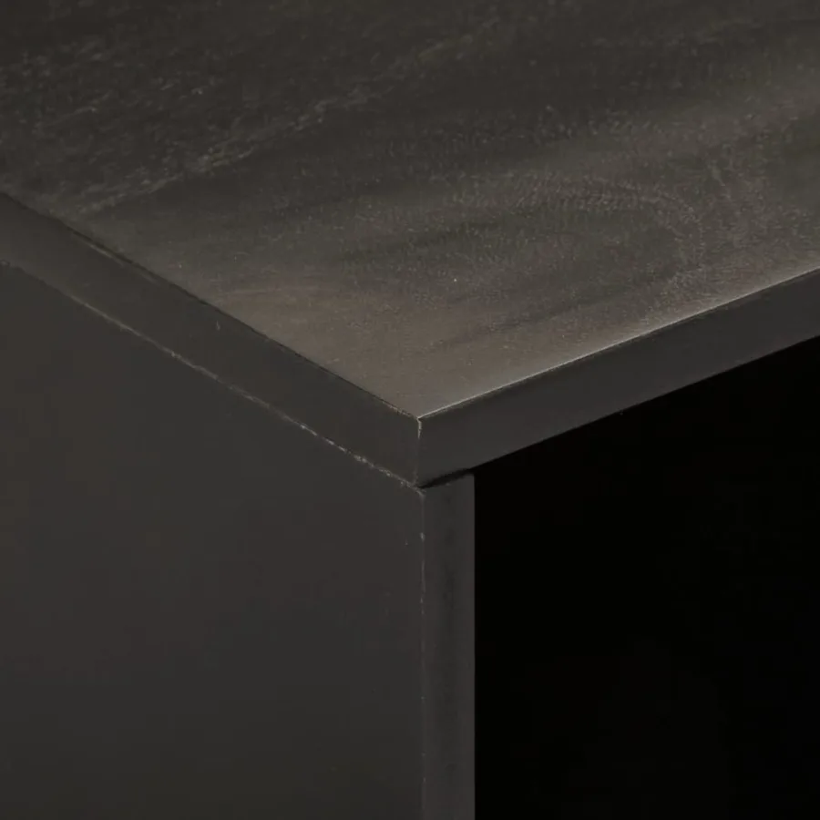 Meuble TV noir 80x31x46 cm bois massif de manguier - 7