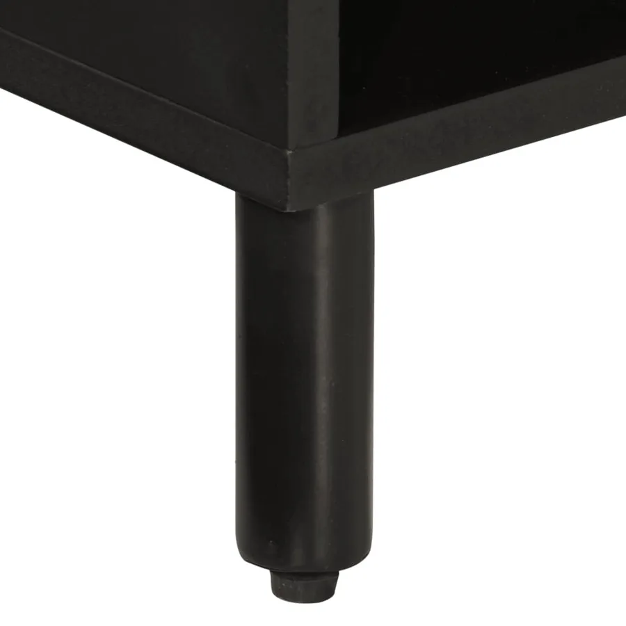 Meuble TV noir 80x31x46 cm bois massif de manguier - 9